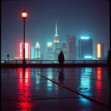 Фонари зажигаются, город в полутьме,